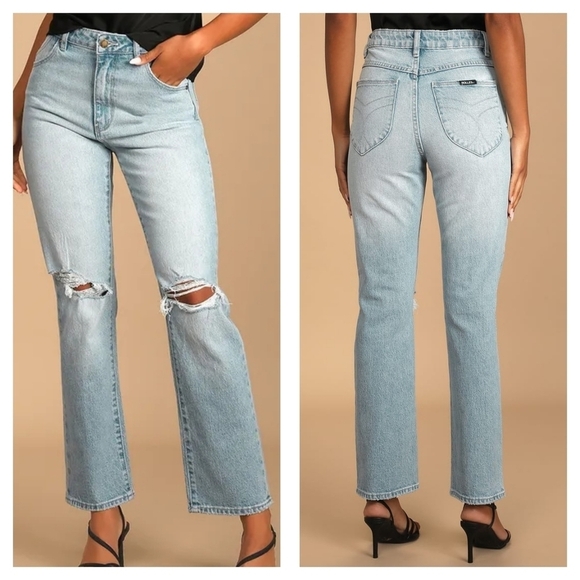 ROLLA'S Denim - Rolla's Original Straight Faded Light Wash Distressed High Rise Jeans Size 25